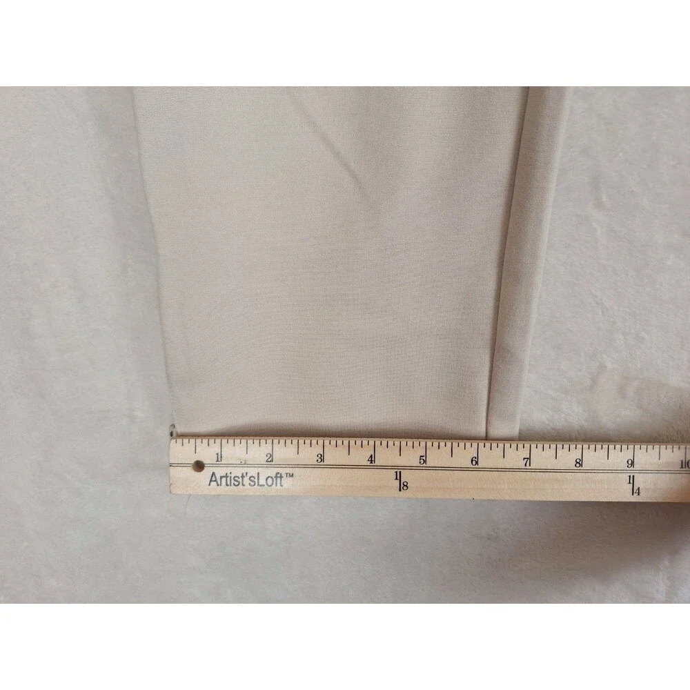 Belle Kim Gravel Petite Crop Ponte Pants Tan Womens 10 Pull On Pockets